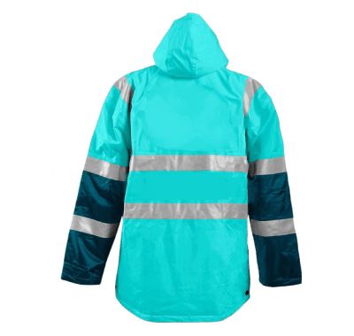 Hooded Blue Riding Jacket with Navy Blue Sleeves Wholesale