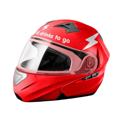 Red Colored Snazzy Biker Helmet With Thunder Sign Supplier